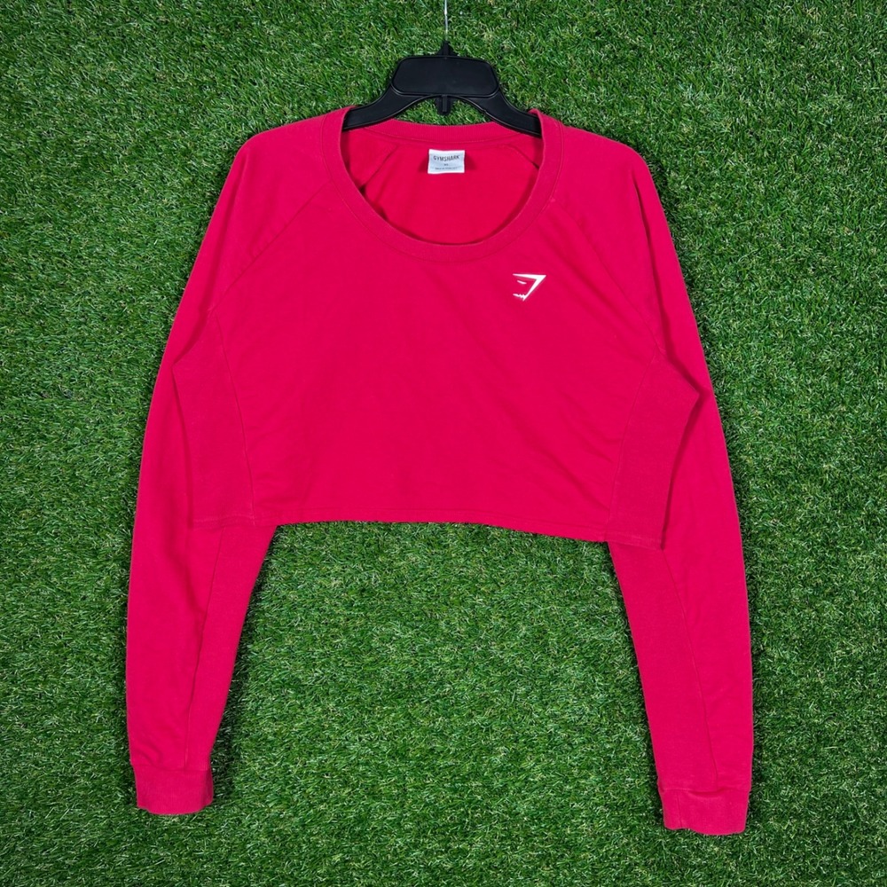 Gymshark Womens XL Training Crop Crewneck Sweatshirt Pink Long Sleeve